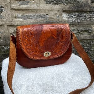 Artisan Leather Crossbody Bag with Horse Design